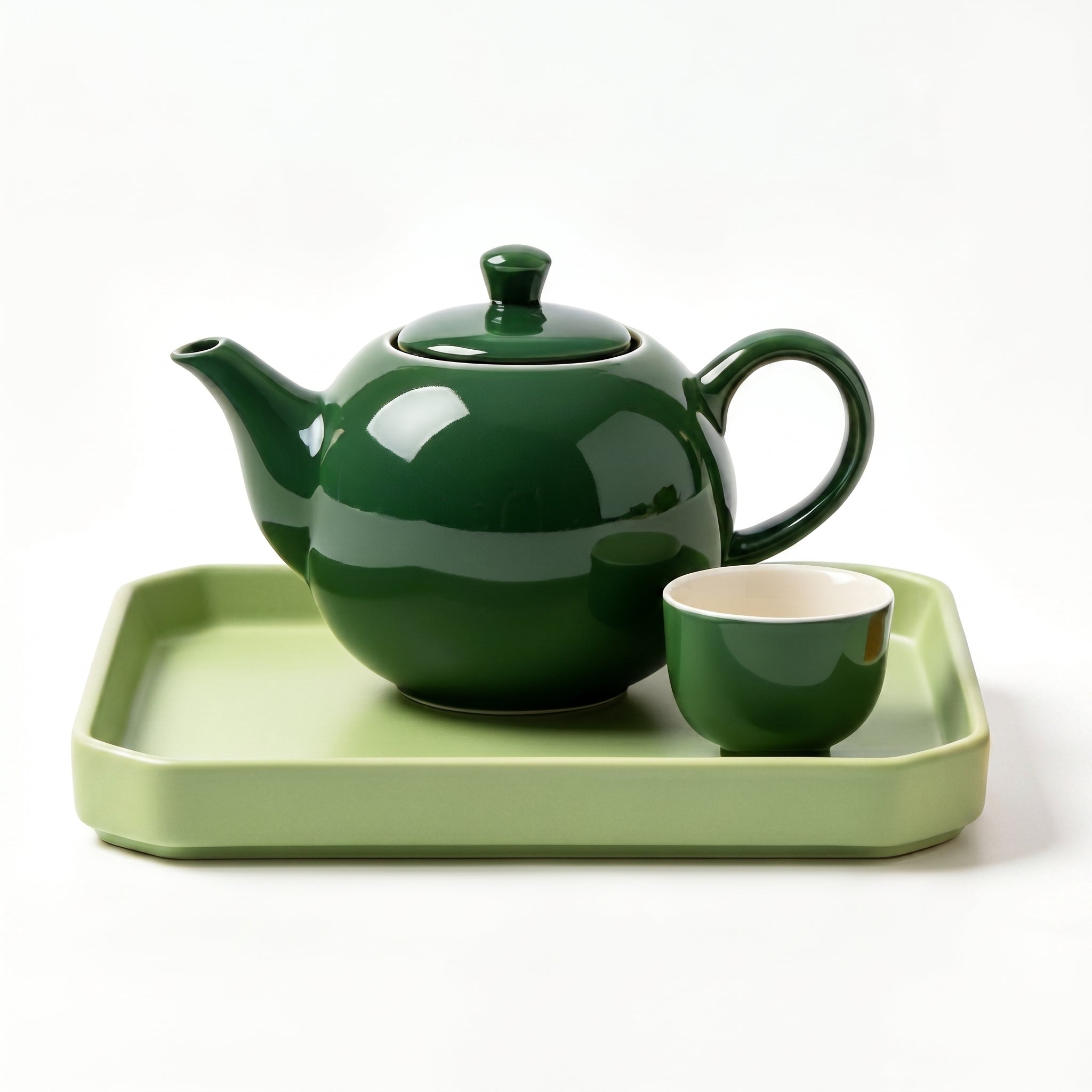 Forest Green and Sage Ceramic Tea Set