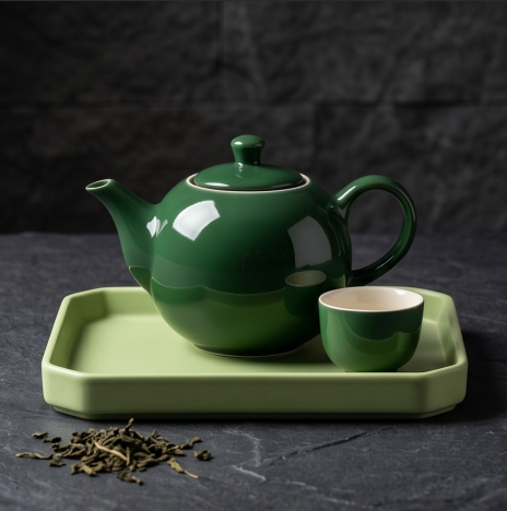 Forest Green and Sage Ceramic Tea Set
