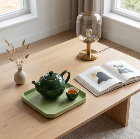 Forest Green and Sage Ceramic Tea Set