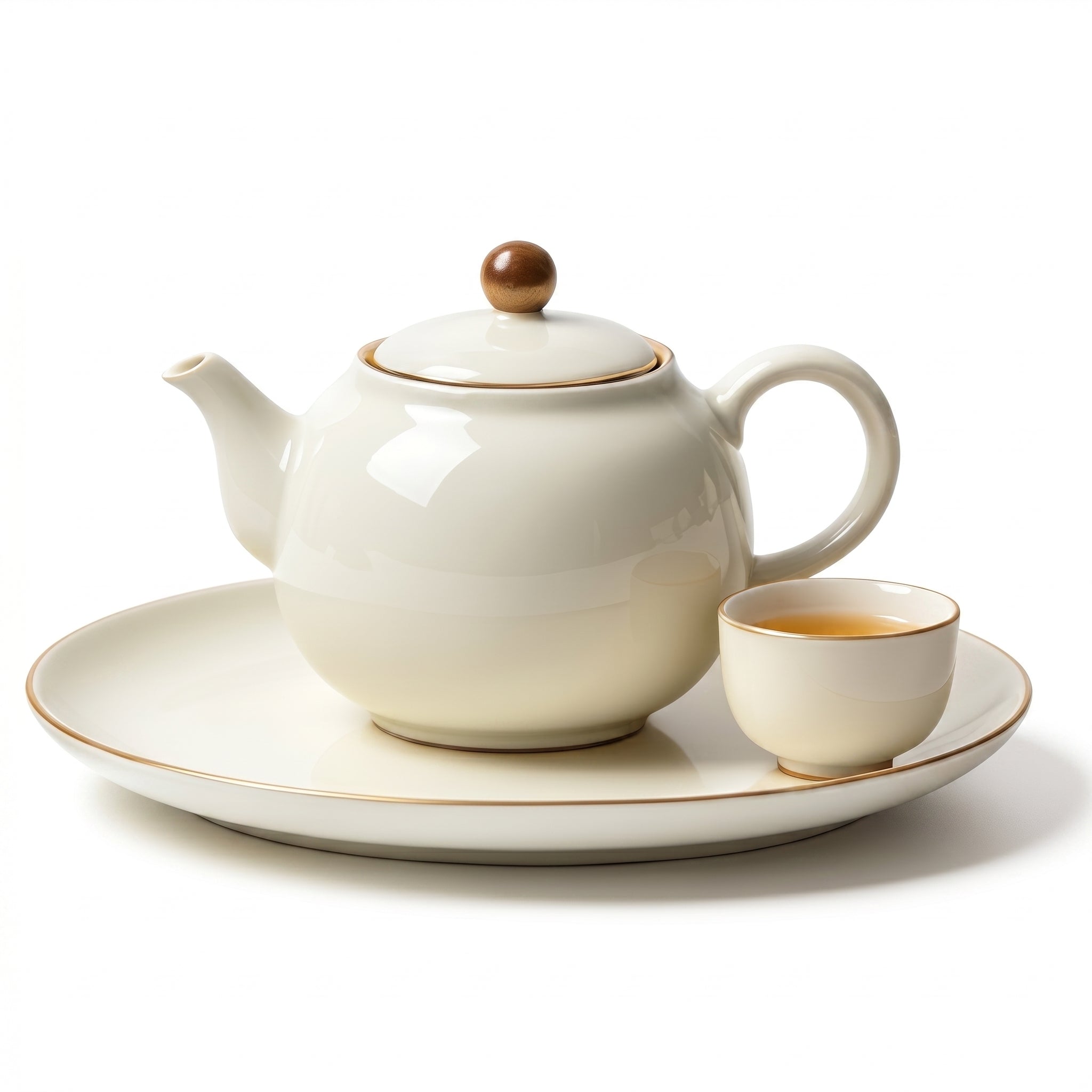 Ivory Porcelain Tea Set with Gold Trim