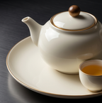 Ivory Porcelain Tea Set with Gold Trim