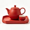 Crimson Matte Ceramic Tea Set