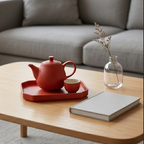 Crimson Matte Ceramic Tea Set