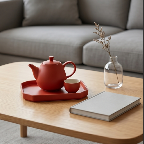 Crimson Matte Ceramic Tea Set