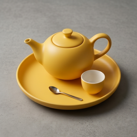 Marigold Yellow Matte Ceramic Tea Set