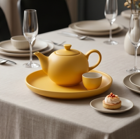Marigold Yellow Matte Ceramic Tea Set