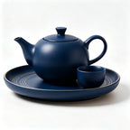 Midnight Navy Ceramic Tea Set with Gold Accents