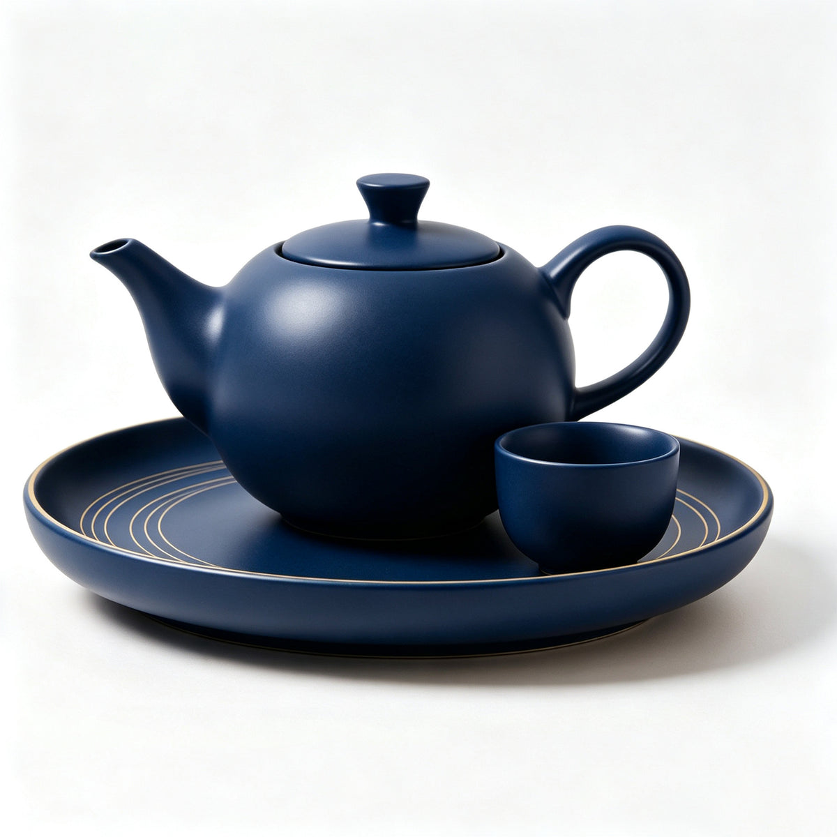 Midnight Navy Ceramic Tea Set with Gold Accents