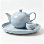 Serene Aqua Marble Ceramic Tea Set