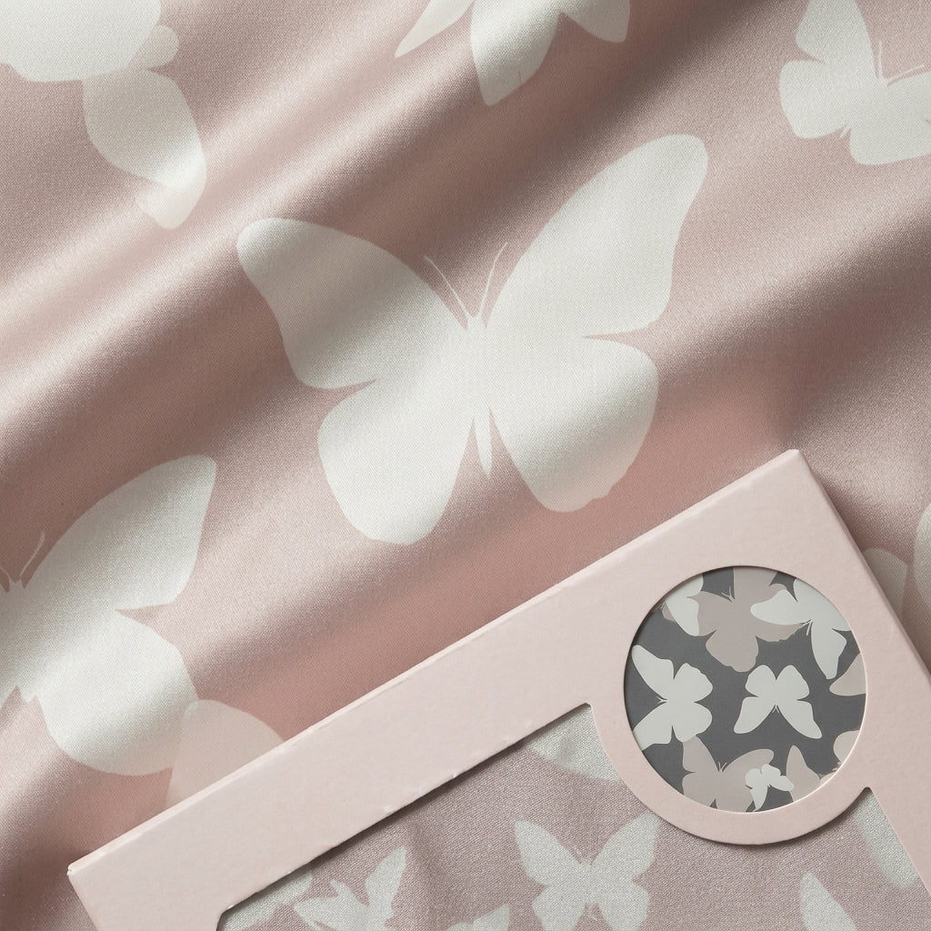 Blush Butterfly Pure Mulberry Silk Pillowcase with Gift Box