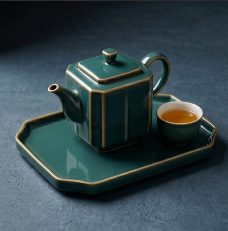 Imperial Emerald Hexagonal Ceramic Tea Set