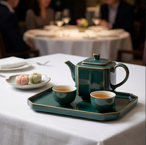 Imperial Emerald Hexagonal Ceramic Tea Set