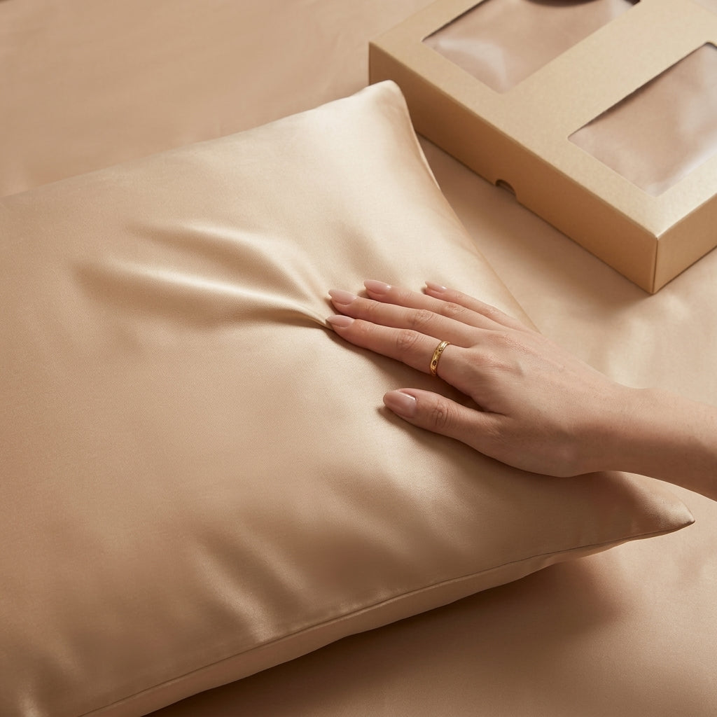 Champagne Gold Pure Mulberry Silk Pillowcase with Gift Box
