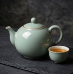 Classic Celadon Green Ceramic Teapot and Cup Set