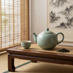 Classic Celadon Green Ceramic Teapot and Cup Set