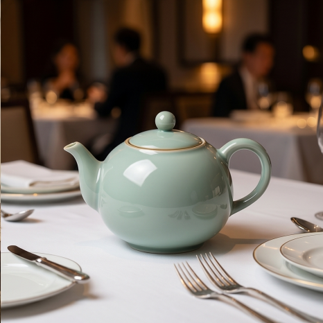 Classic Celadon Green Ceramic Teapot and Cup Set