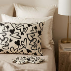 Black and White Doodle Hearts Pure Mulberry Silk Pillowcase with Gift Box