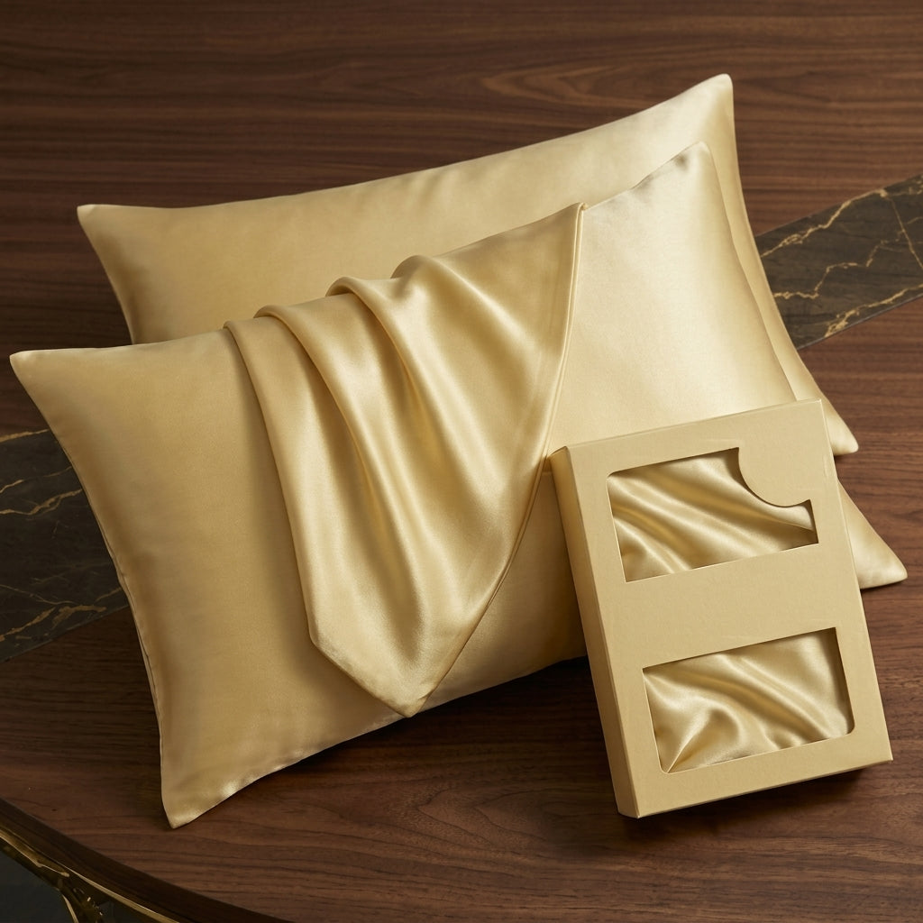 Butter Yellow Pure Mulberry Silk Pillowcase with Gift Box