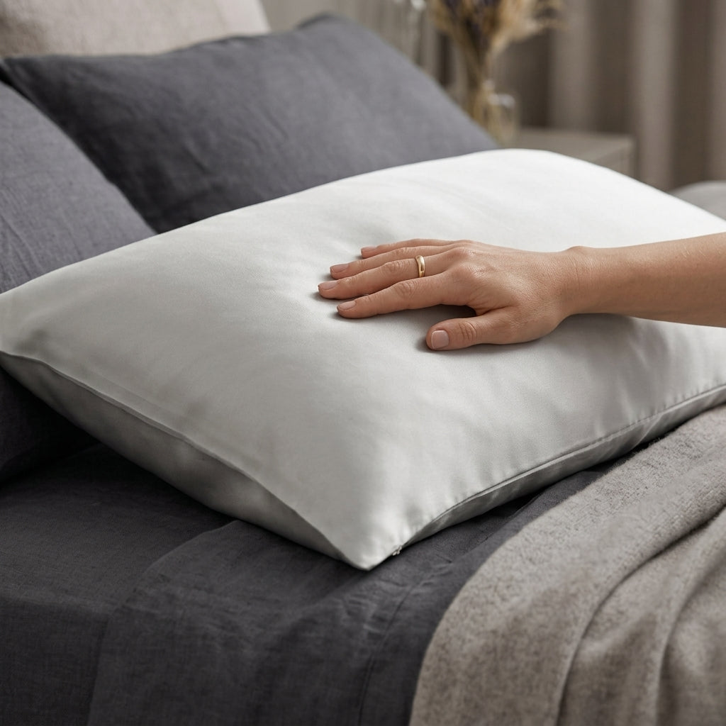 Silver Gray Pure Mulberry Silk Pillowcase with Gift Box