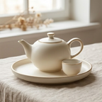 Aura Matte Ivory Ceramic Tea Set