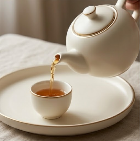 Aura Matte Ivory Ceramic Tea Set