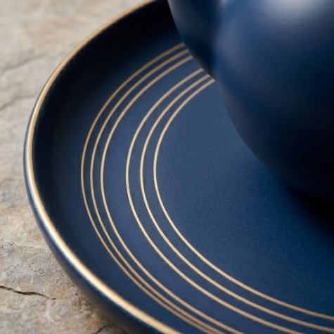 Midnight Navy Ceramic Tea Set with Gold Accents