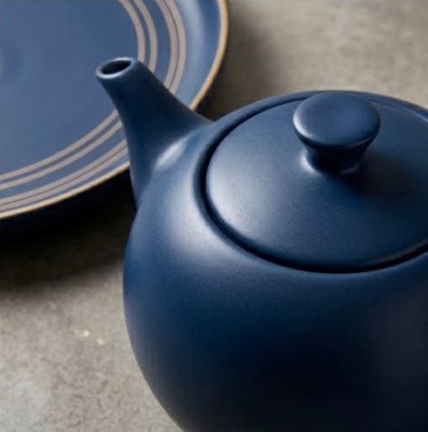 Midnight Navy Ceramic Tea Set with Gold Accents