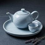 Serene Aqua Marble Ceramic Tea Set