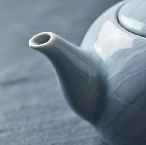 Serene Aqua Marble Ceramic Tea Set