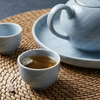 Serene Aqua Marble Ceramic Tea Set