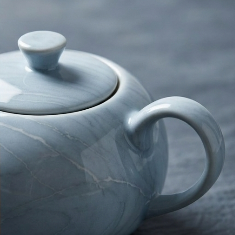 Serene Aqua Marble Ceramic Tea Set
