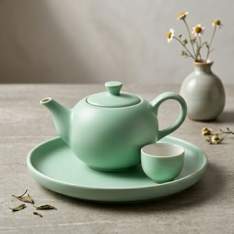 Serene Sage Minimalist Ceramic Tea Set