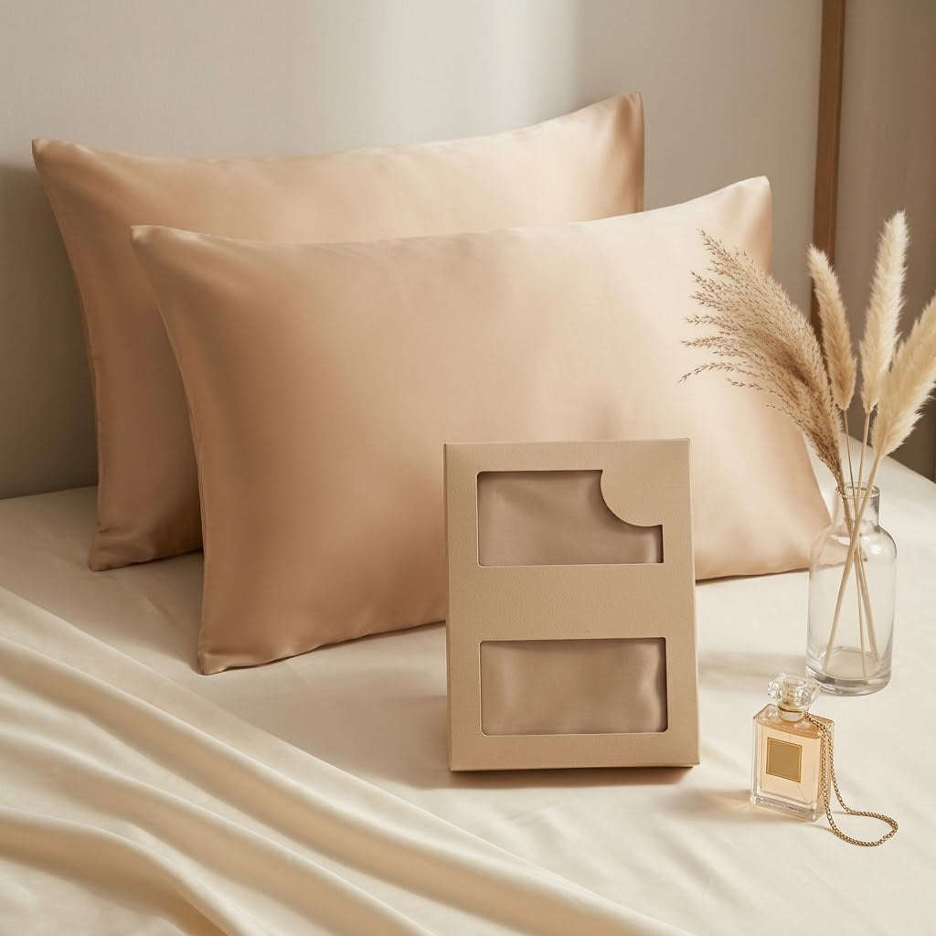 Champagne Gold Pure Mulberry Silk Pillowcase with Gift Box