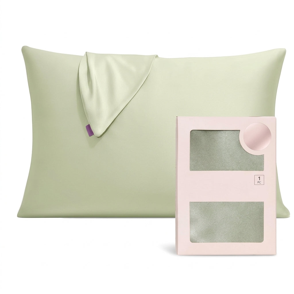Sage Green Pure Mulberry Silk Pillowcase with Gift Box