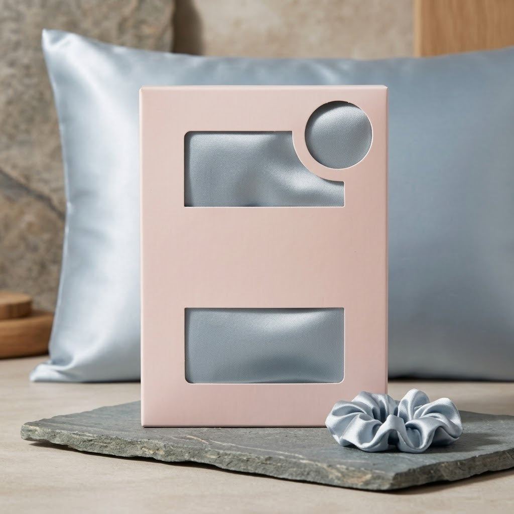 Sky Blue Pure Mulberry Silk Pillowcase with Gift Box