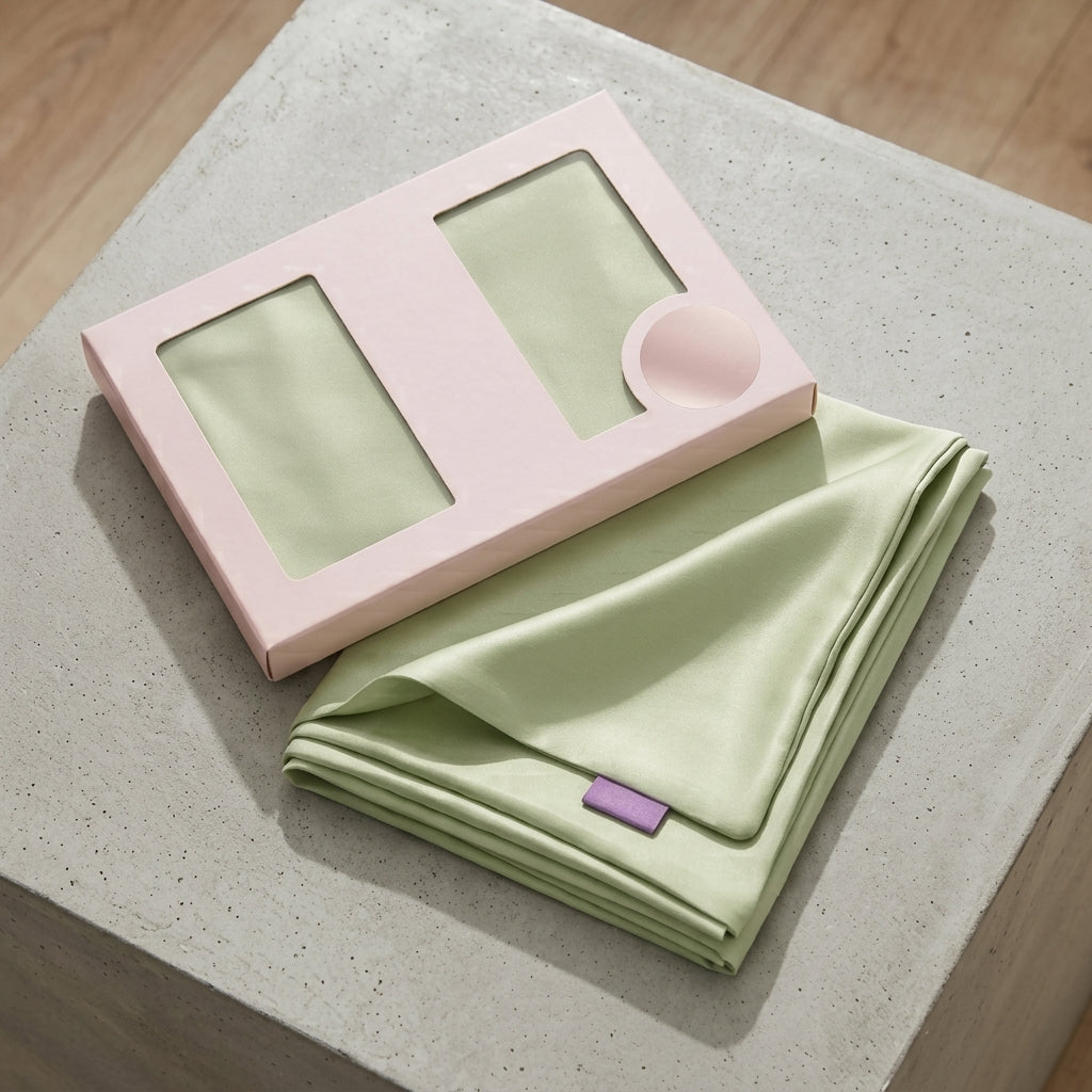Sage Green Pure Mulberry Silk Pillowcase with Gift Box