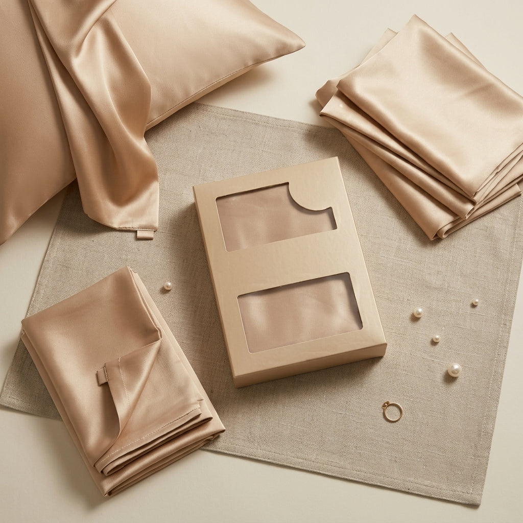 Champagne Gold Pure Mulberry Silk Pillowcase with Gift Box